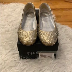 Giuseppe Zanotti gold rhinestone flats. Size 9